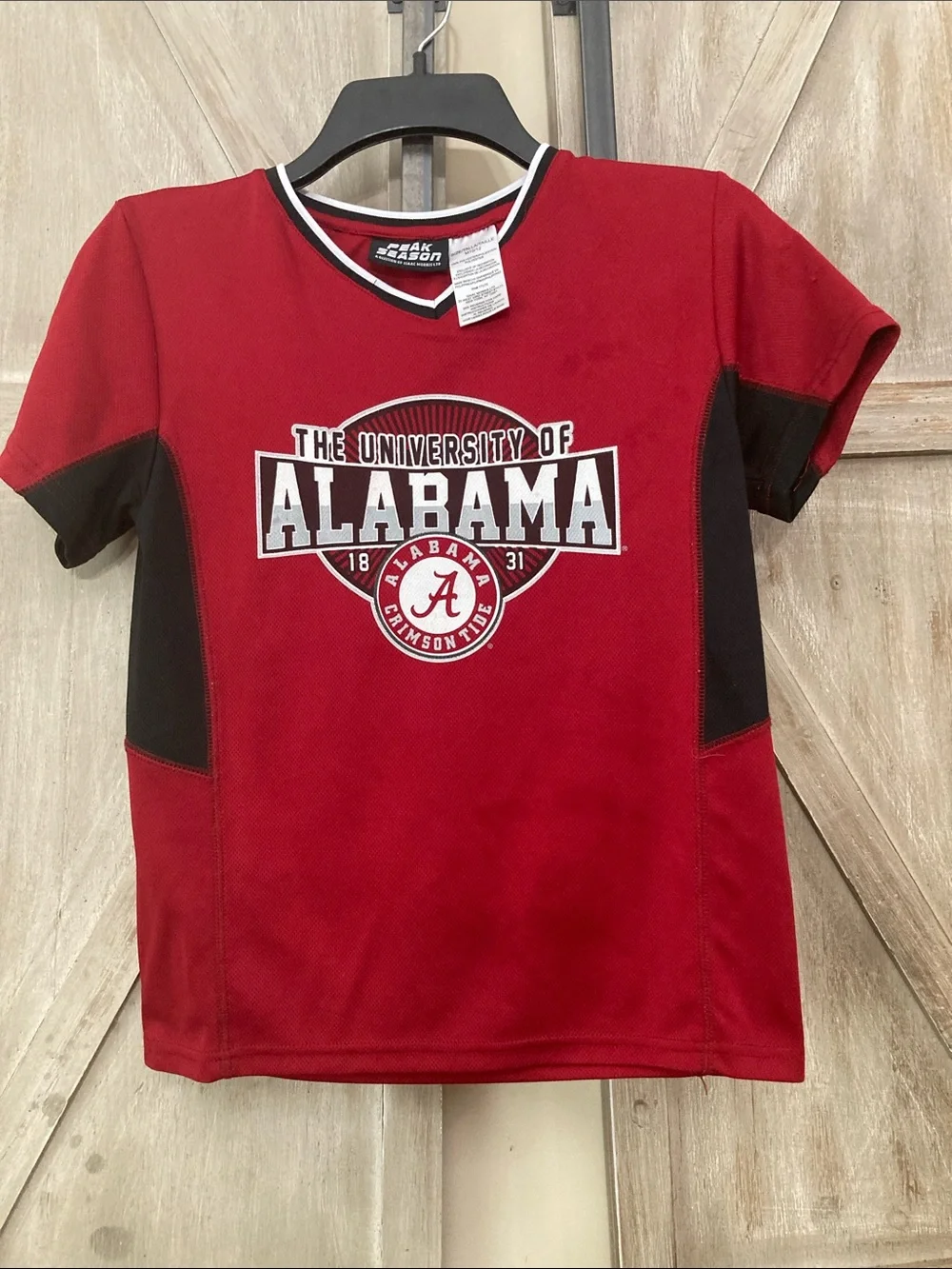Team Apparel Red and Black Alabama Short-Sleeve Kids Tee Size  M(10-12)